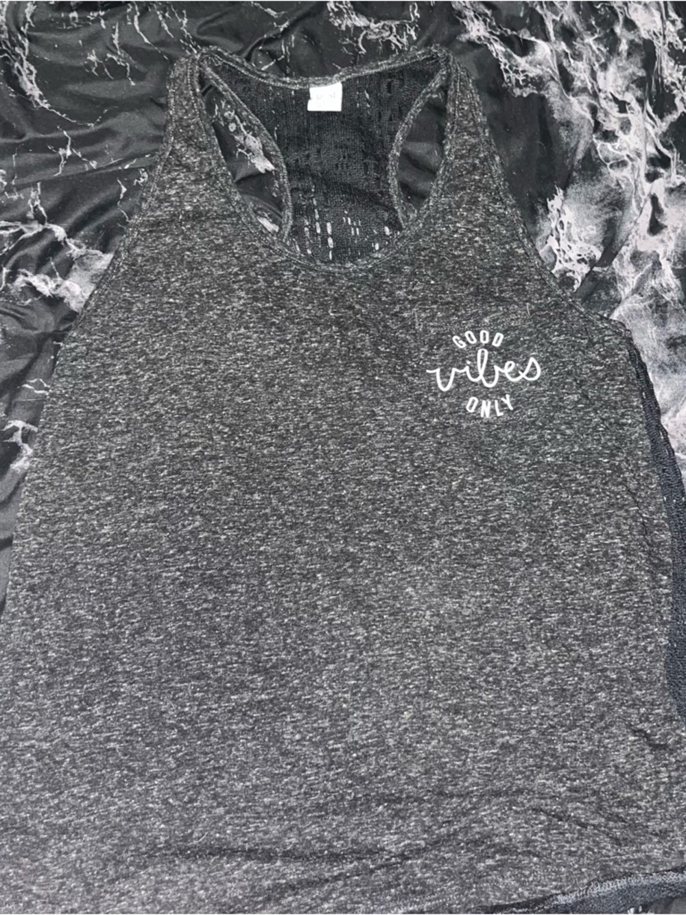 Empire Gray 'Good Vibes Only' lace Racerback Tank size large